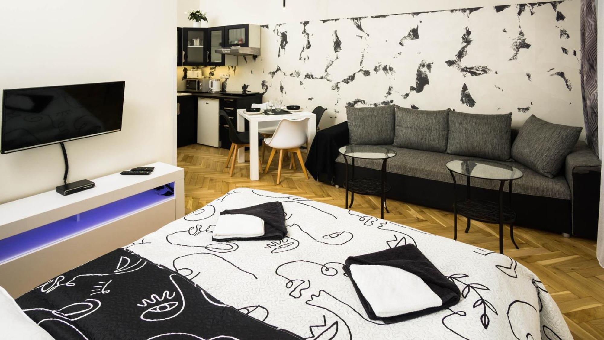 Black & White Apartment Prague By Wenceslas Square And Muzeum Exterior photo